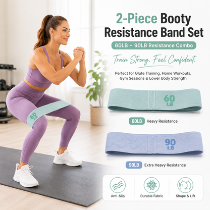 60LB and 90LB Resistance Band Set for Glute Training Pilates Workout Fabric Booty Bands Heavy Resistance Hip Circle Exercise Bands for Women Home Gym Fitness Lower Body Strength Training
