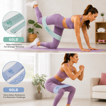 60LB and 90LB Resistance Band Set for Glute Training Pilates Workout Fabric Booty Bands Heavy Resistance Hip Circle Exercise Bands for Women Home Gym Fitness Lower Body Strength Training