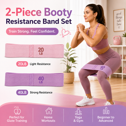 20LB and 40LB Booty Resistance Band Set Fabric Glute Bands for Women Hip Training Pilates Yoga Home Workout Lower Body Strength Exercise