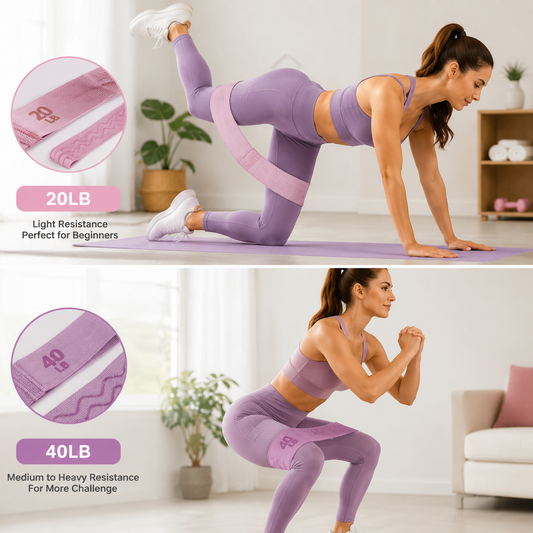 20LB and 40LB Booty Resistance Band Set Fabric Glute Bands for Women Hip Training Pilates Yoga Home Workout Lower Body Strength Exercise