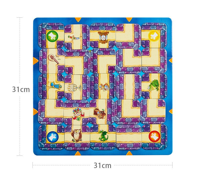Ghost Maze Board Game Family Strategy Game Interactive Flying Chess Tabletop Puzzle Game with Treasure Hunt Cards Moving Maze Pieces for Home Entertainment Party Activities