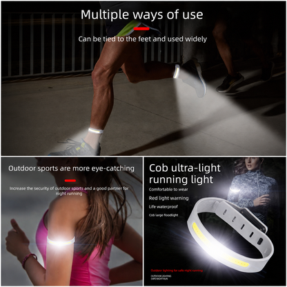 Green Running Belt and 2 Pack LED Wrist Light Set Outdoor Sports Waist Bag with Water Bottle Holder Reflective Running Belt and Rechargeable Safety Wrist Lights for Night Running Hiking Cycling Fitness