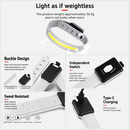 Orange Running Belt and 2 Pack LED Wrist Light Set Outdoor Sports Waist Bag with Water Bottle Holder Reflective Running Belt and Rechargeable Safety Wrist Lights for Night Running Hiking Cycling Fitness