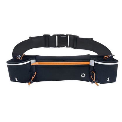 Orange Running Belt and 2 Pack LED Wrist Light Set Outdoor Sports Waist Bag with Water Bottle Holder Reflective Running Belt and Rechargeable Safety Wrist Lights for Night Running Hiking Cycling Fitness