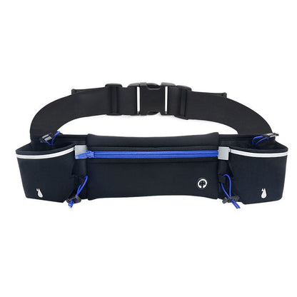 Blue Running Belt and 2 Pack LED Wrist Light Set Outdoor Sports Waist Bag with Water Bottle Holder Reflective Running Belt and Rechargeable Safety Wrist Lights for Night Running Hiking Cycling Fitness