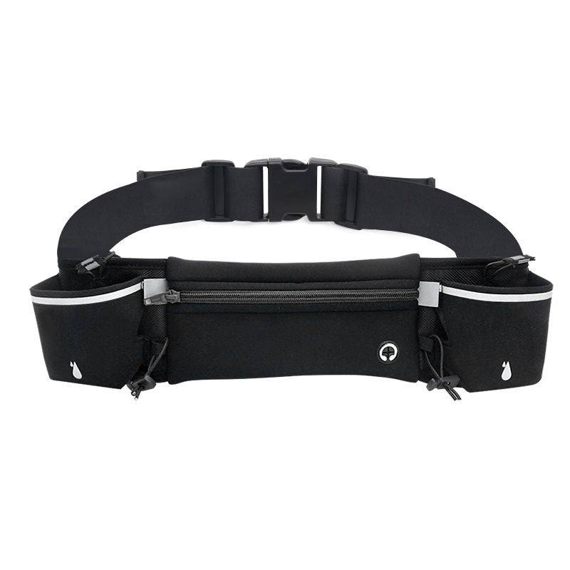 Black Running Belt and 2 Pack LED Wrist Light Set Outdoor Sports Waist Bag with Water Bottle Holder Reflective Running Belt and Rechargeable Safety Wrist Lights for Night Running Hiking Cycling Fitness