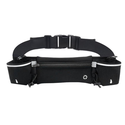 Black Running Belt and 2 Pack LED Wrist Light Set Outdoor Sports Waist Bag with Water Bottle Holder Reflective Running Belt and Rechargeable Safety Wrist Lights for Night Running Hiking Cycling Fitness