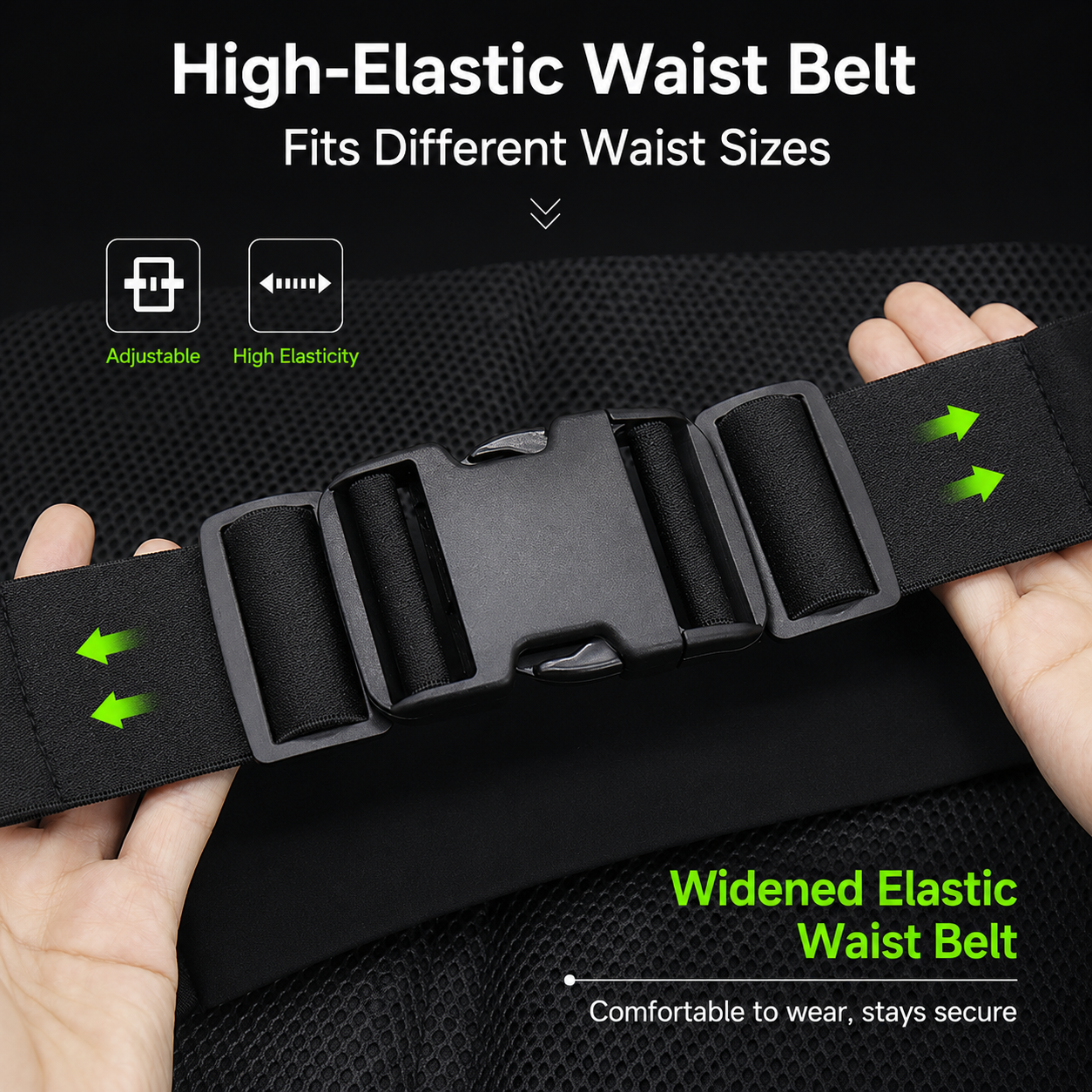 Black Running Waist Pack Sports Belt with Water Bottle Holder Adjustable Phone Waist Bag Reflective Lightweight Fanny Pack for Marathon Running Hiking Cycling Walking Fitness and Outdoor Activities