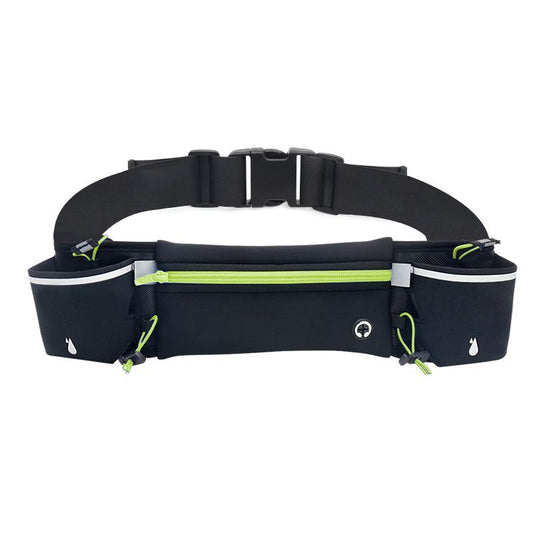 Green Running Waist Pack Sports Belt with Water Bottle Holder Adjustable Phone Waist Bag Reflective Lightweight Fanny Pack for Marathon Running Hiking Cycling Walking Fitness and Outdoor Activities