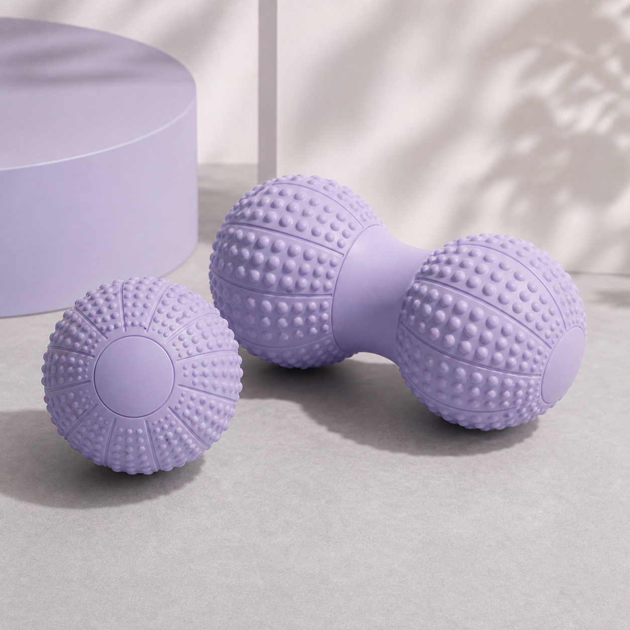 Massage Ball Set - Purple TPR Peanut Ball and Single Ball Combo - Foot Arch, Neck, Shoulder and Back Muscle Release Tool for Fitness, Mobility and Everyday Recovery