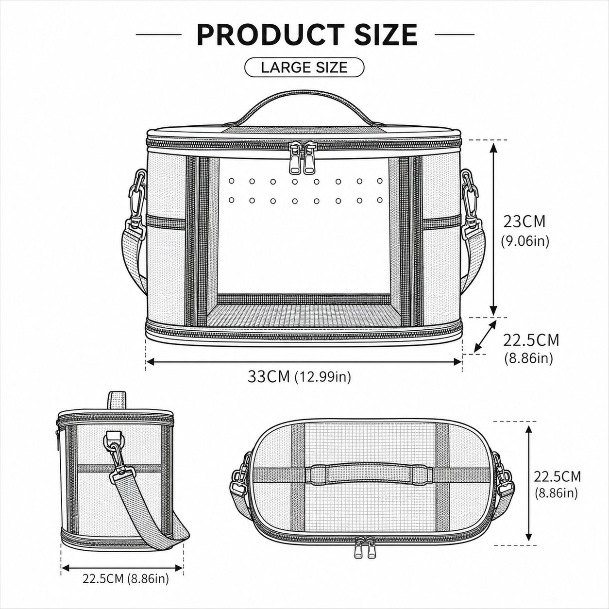 Large Small Animal Travel Bag (33*22.5*23cm) - Pink small nylon and plastic portable pet bag with shoulder strap and handle, suitable for parrots, hamsters, guinea pigs and rabbits.