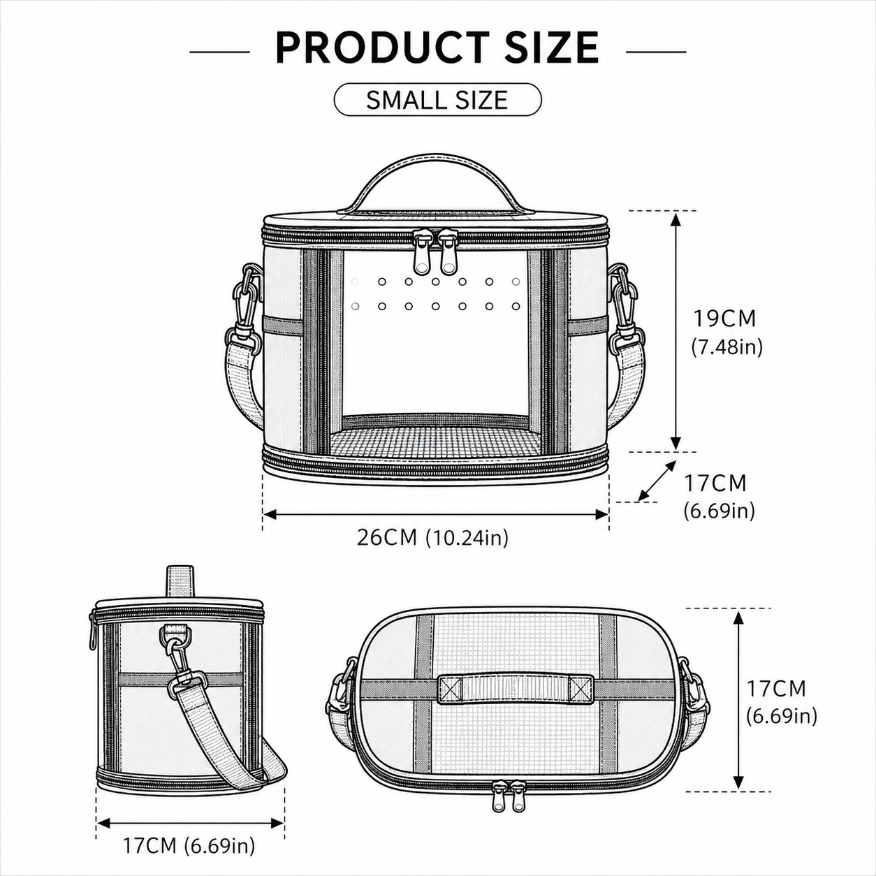 Small Animal Travel Bag(26*17*19cm) - Pink small nylon and plastic portable pet bag with shoulder strap and handle, suitable for parrots, hamsters, guinea pigs and rabbits.