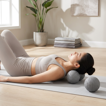 Peanut Massage Ball Set - Grey TPR Peanut Ball and Single Trigger Point Ball, Portable Foot Arch and Full Body Muscle Release for Home, Gym and Travel