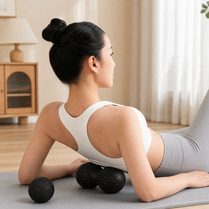 Massage Ball Set - Black TPR Peanut Ball and Single Ball - Trigger Point Self Massage for Feet, Arches, Neck, Shoulders, Back and Post Workout Recovery