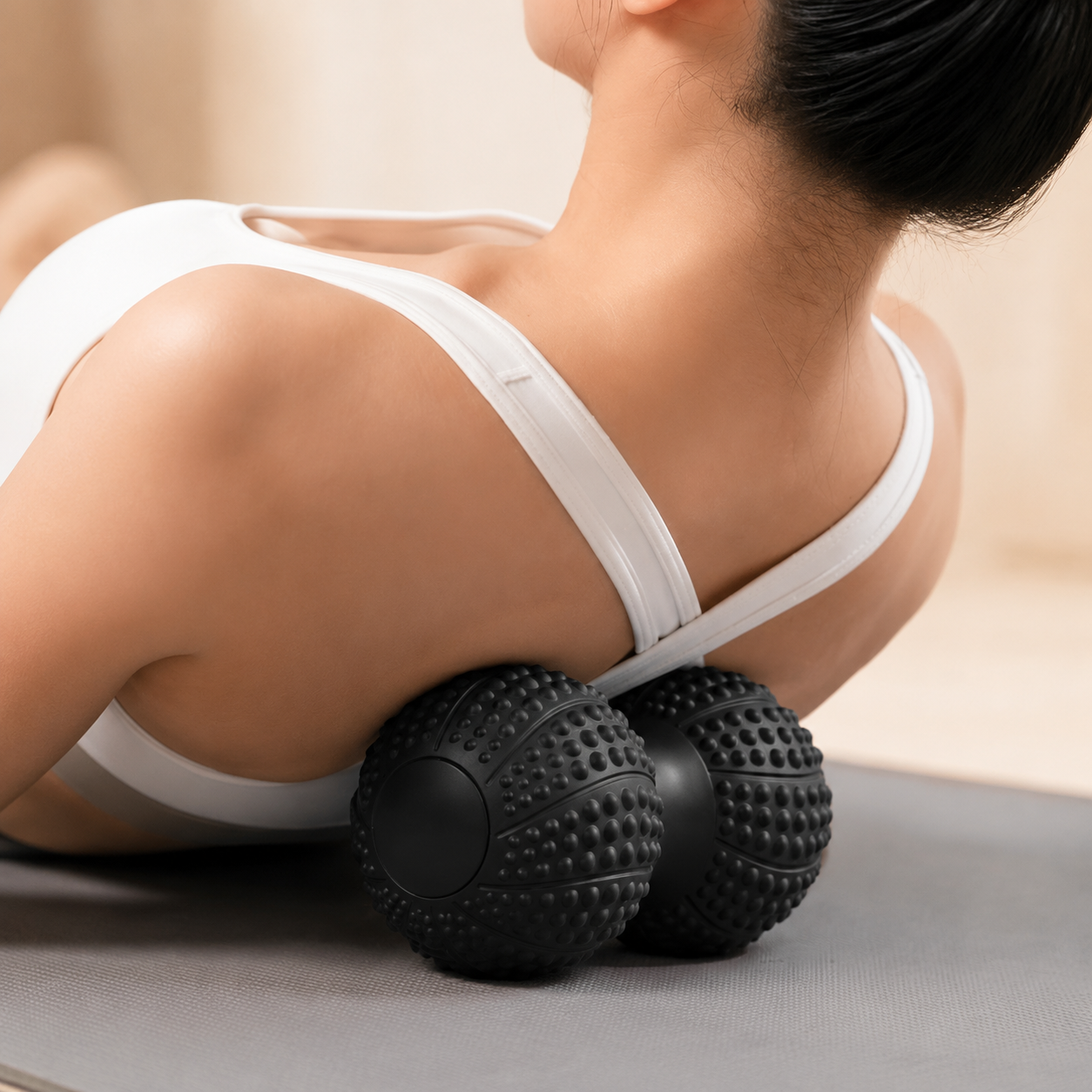 Massage Ball Set - Black TPR Peanut Ball and Single Ball - Trigger Point Self Massage for Feet, Arches, Neck, Shoulders, Back and Post Workout Recovery