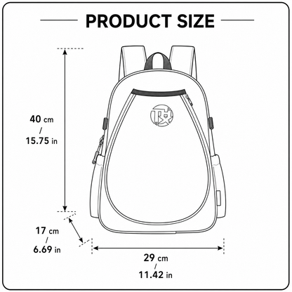 Black Sports Racket Backpack - Lightweight Casual Travel Bag with Separate Racket Compartment, Shoe Compartment, Bottle Pocket for Tennis, Badminton, Gym and Outdoor Use
