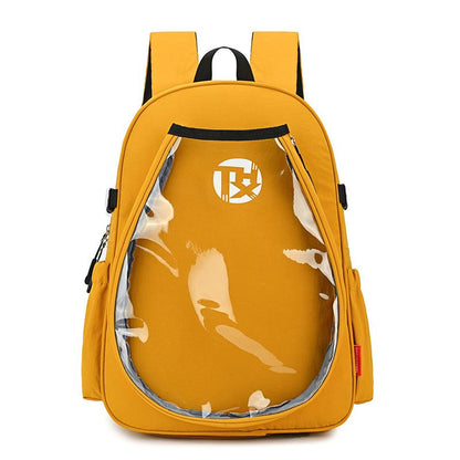 Yellow Sports Racket Backpack - Lightweight Casual Travel Bag with Separate Racket Compartment, Shoe Compartment, Bottle Pocket for Tennis, Badminton, Gym and Outdoor Use