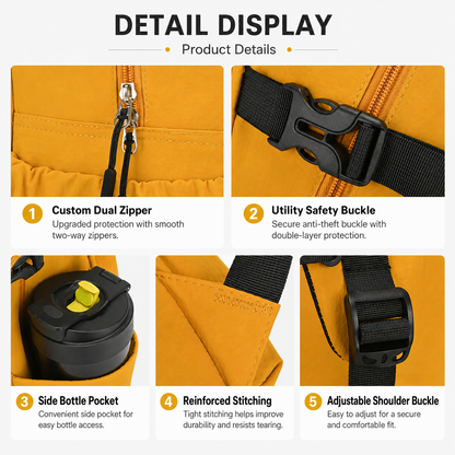 Yellow Sports Racket Backpack - Lightweight Casual Travel Bag with Separate Racket Compartment, Shoe Compartment, Bottle Pocket for Tennis, Badminton, Gym and Outdoor Use
