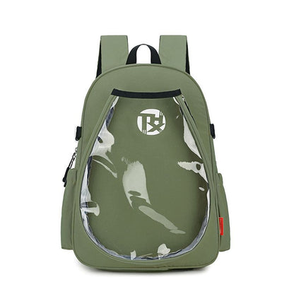 Green Sports Racket Backpack - Lightweight Casual Travel Bag with Separate Racket Compartment, Shoe Compartment, Bottle Pocket for Tennis, Badminton, Gym and Outdoor Use