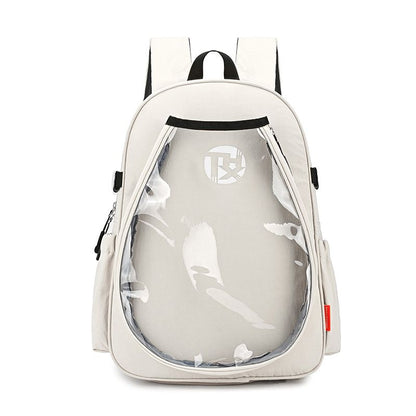White Sports Racket Backpack - Lightweight Casual Travel Bag with Separate Racket Compartment, Shoe Compartment, Bottle Pocket for Tennis, Badminton, Gym and Outdoor Use