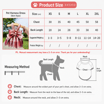 Dark Purple Plaid Pet Harness Dress with Leash for Small Dogs and Cats XL Size Bow Design Vest Outfit Walking Accessory