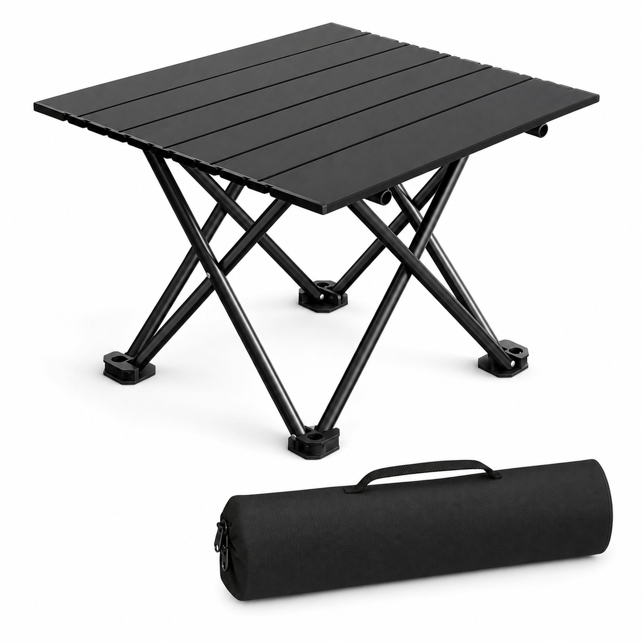 Black Portable Folding Table - 57*41cm Carbon Steel Compact Carry Design, Quick Setup and Space Saving Storage for Market Stalls, Camping and Outdoor Use