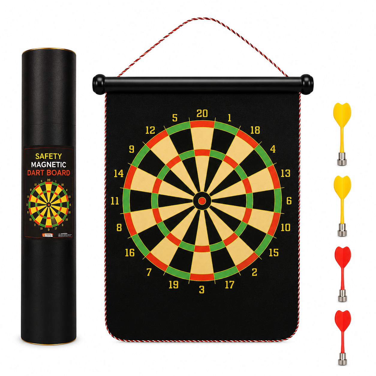 12 Inch Magnetic Dart Board Set - 40 x 32 cm, 3 mm Thick Target with 4 Darts, Compact Indoor Family Game for Home, Parties and Travel