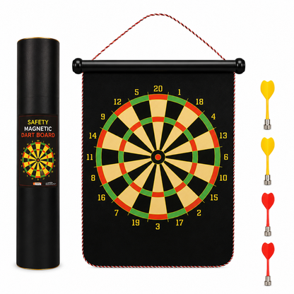12 Inch Magnetic Dart Board Set - 40 x 32 cm, 3 mm Thick Target with 4 Darts, Compact Indoor Family Game for Home, Parties and Travel