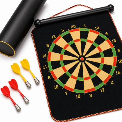 12 Inch Magnetic Dart Board Set - 40 x 32 cm, 3 mm Thick Target with 4 Darts, Compact Indoor Family Game for Home, Parties and Travel