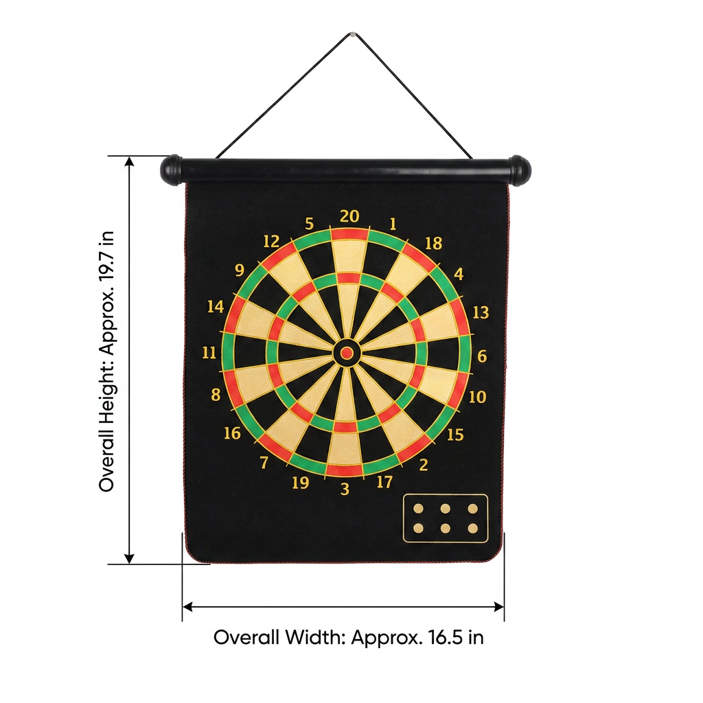 17 Inch Magnetic Dart Board Set -  50 x 42  cm, 3 mm Thick Target with 6 Darts, Compact Indoor Family Game for Home, Parties and Travel