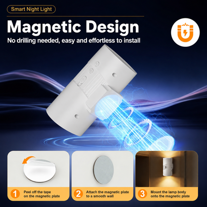 2-Pack White Rechargeable Magnetic Dual Direction Wall Lamp - Widely Triple Sensing, 15s Automatic Timing & Constant On Mode, 3 Colours and 4 Brightness Levels for Hallways and Bedrooms