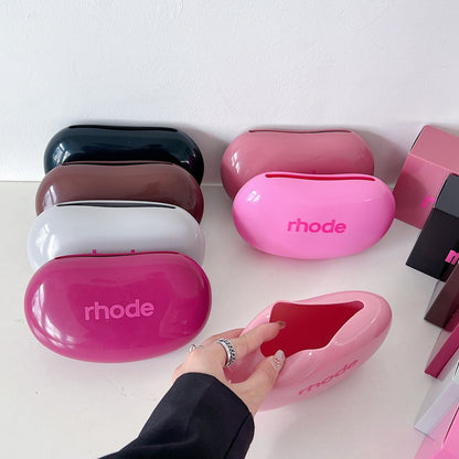 Rose Red Mini Silicone Cosmetic Pouch with Gift Box - 17 x 10 x 4 cm Soft Shell Lipstick & Earphone Storage Case,  Portable Travel Organiser for Women Handbags