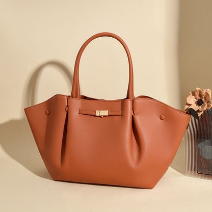 Brown Women's Wings Shape New York Slouchy Tote Bag (61 x 13 x 29CM) - Soft Textured PU, Oversized Dumpling Shoulder Handbag with Magnetic Closure, Organised Pockets and Metal Feet