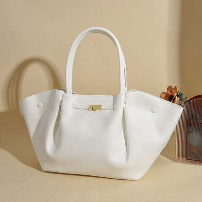 White Women's Wings Shape New York Slouchy Tote Bag (61 x 13 x 29CM) - Soft Textured PU, Oversized Dumpling Shoulder Handbag with Magnetic Closure, Organised Pockets and Metal Feet