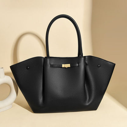 Black Women's Wings Shape New York Slouchy Tote Bag (61 x 13 x 29CM) - Soft Textured PU, Oversized Dumpling Shoulder Handbag with Magnetic Closure, Organised Pockets and Metal Feet