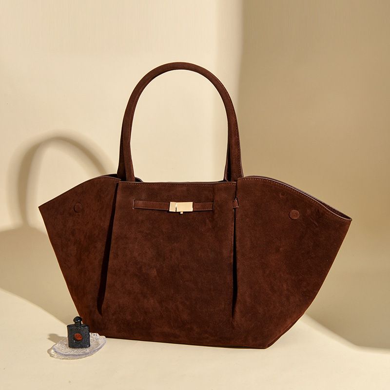 Coffee Women's Wings Shape New York Slouchy Tote Bag (61 x 13 x 29CM) - Soft Textured Suede, Oversized Dumpling Shoulder Handbag with Magnetic Closure, Organised Pockets and Metal Feet