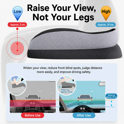 Blue Ergonomic U-Shaped Double-Layer Raised Car Seat Cushion with Breathable Cover and Buckle Straps - High Elasticity Memory Foam Driver Cushion, Coccyx Relief & Posture Improval