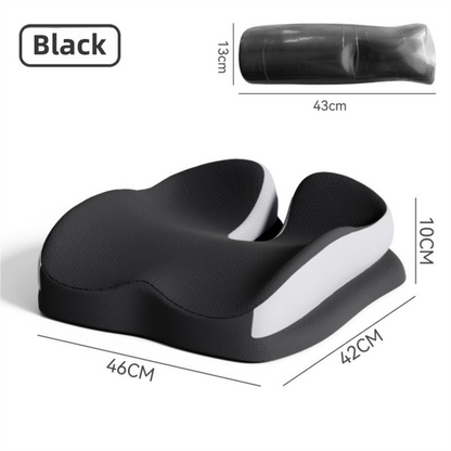 Black Ergonomic U-Shaped Double-Layer Raised Car Seat Cushion with Breathable Cover - High Elasticity Memory Foam Driver Cushion, Coccyx Relief & Posture Improval