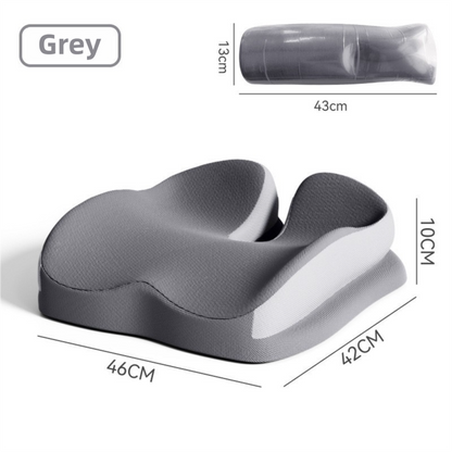 Grey Ergonomic U-Shaped Double-Layer Raised Car Seat Cushion with Breathable Cover and Buckle Straps - High Elasticity Memory Foam Driver Cushion, Coccyx Relief & Posture Improval