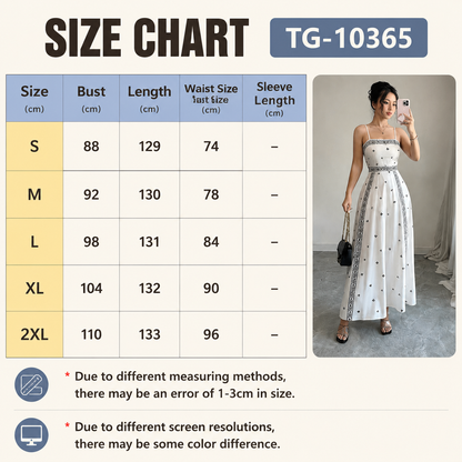 Women's White Boho Print Maxi Dress S Size - Stretch Polyester Fabric, Spaghetti Straps, Fitted Waist and A-Line Silhouette for Spring Summer Beach Vacations, Travel, Parties and Events