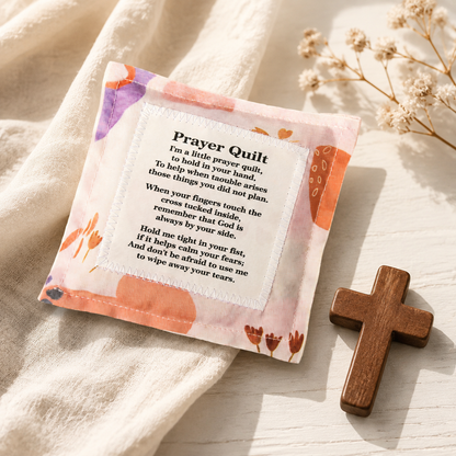 6-Piece Pocket Prayer Quilts with Cross Inside (Style 1) - Mini Cloth and Cotton Cross Keepsakes, Compact Christian Encouragement Gifts for Church, Easter, Weddings and Care Visits