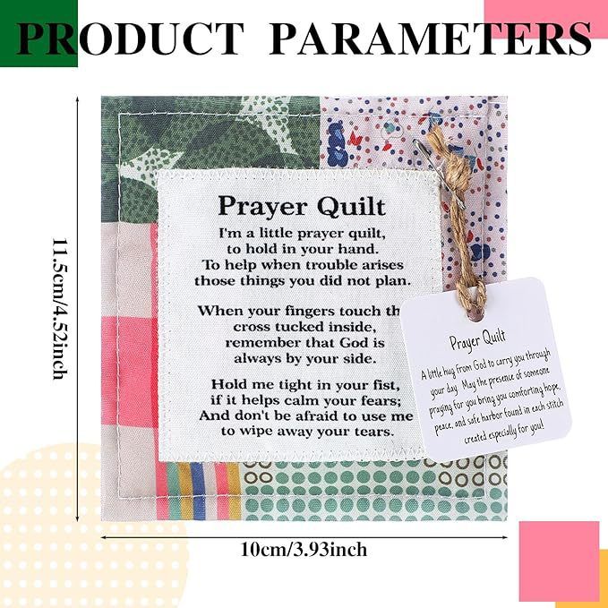 6-Piece Pocket Prayer Quilts with Cross Inside (Style 2) - Mini Cloth and Cotton Cross Keepsakes, Compact Christian Encouragement Gifts for Church, Easter, Weddings and Care Visits