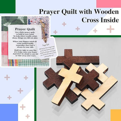 6-Piece Pocket Prayer Quilts with Cross Inside (Style 2) - Mini Cloth and Cotton Cross Keepsakes, Compact Christian Encouragement Gifts for Church, Easter, Weddings and Care Visits