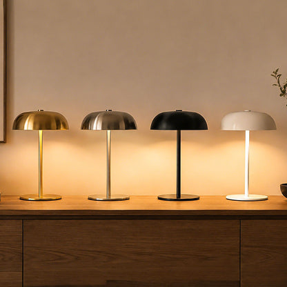 Gold Metal Mushroom Table Lamp with Top Touch Control, 3 Colour Mode & Stepless Dimming - USB-C Rechargeable Night Light, Stable Base and High-Transmittance Shade for Bedside and Dining