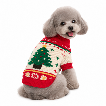 Red and Green  XL Size Christmas tree pattern Christmas Pet Knitted Dress - Acrylic Dog and Cat Jumper, Lightweight Festive Winter Outfit for Pets, Holiday Photos and Celebrations