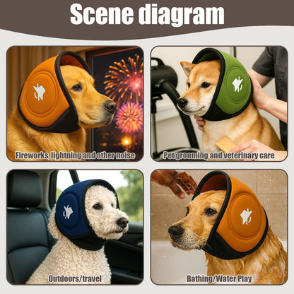 Blue L Size Dog Anxiety Relief Set - Breathable Mesh Calming Vest and Noise Reducing Earmuffs for Dogs, Thunderstorm and Fireworks Stress Support