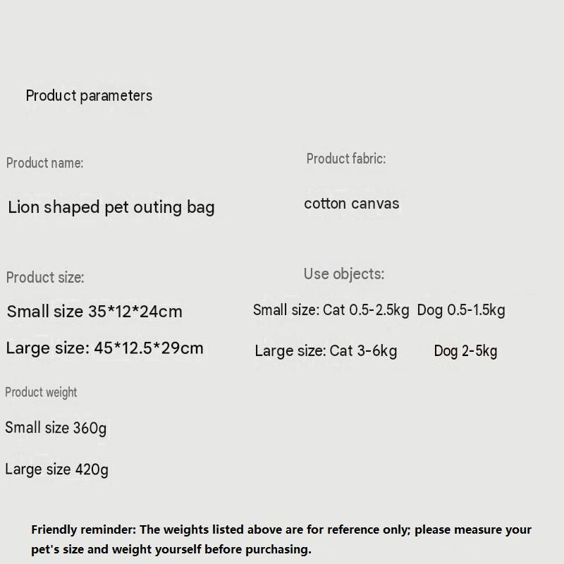 Lion Style Canvas Pet Carrier Blue Bagï¼ˆsmall size 35*12*24cmï¼‰ - Adjustable Head Opening, Breathable Mesh, 8cm Wide Shoulder Strap, PE Support Base, Portable Crossbody Sling for Cats and Small Dogs, Travel Friendly Design