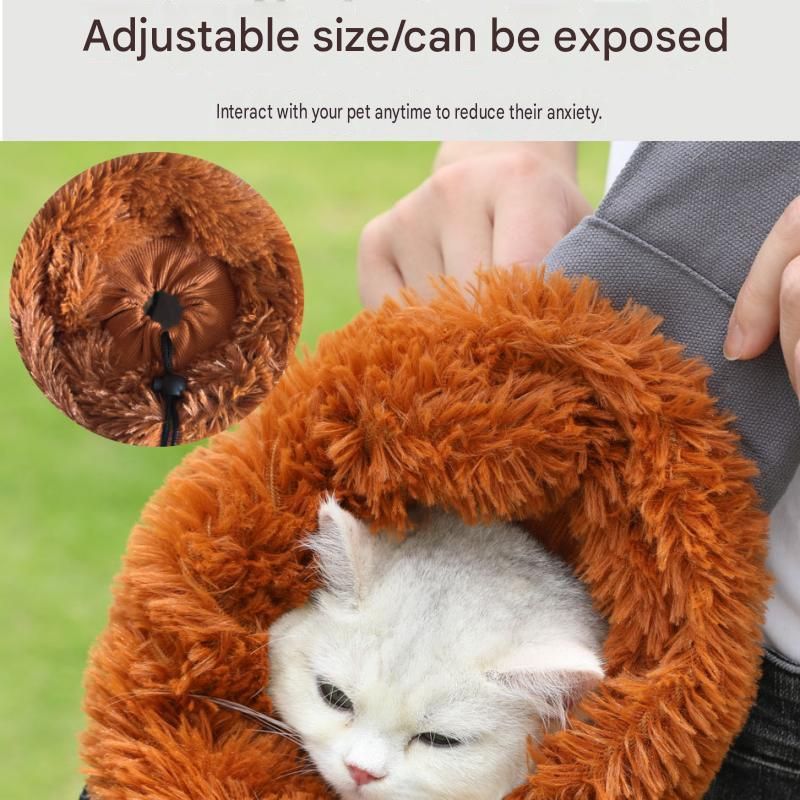 Lion Style Canvas Pet Carrier Blue Bagï¼ˆsmall size 35*12*24cmï¼‰ - Adjustable Head Opening, Breathable Mesh, 8cm Wide Shoulder Strap, PE Support Base, Portable Crossbody Sling for Cats and Small Dogs, Travel Friendly Design