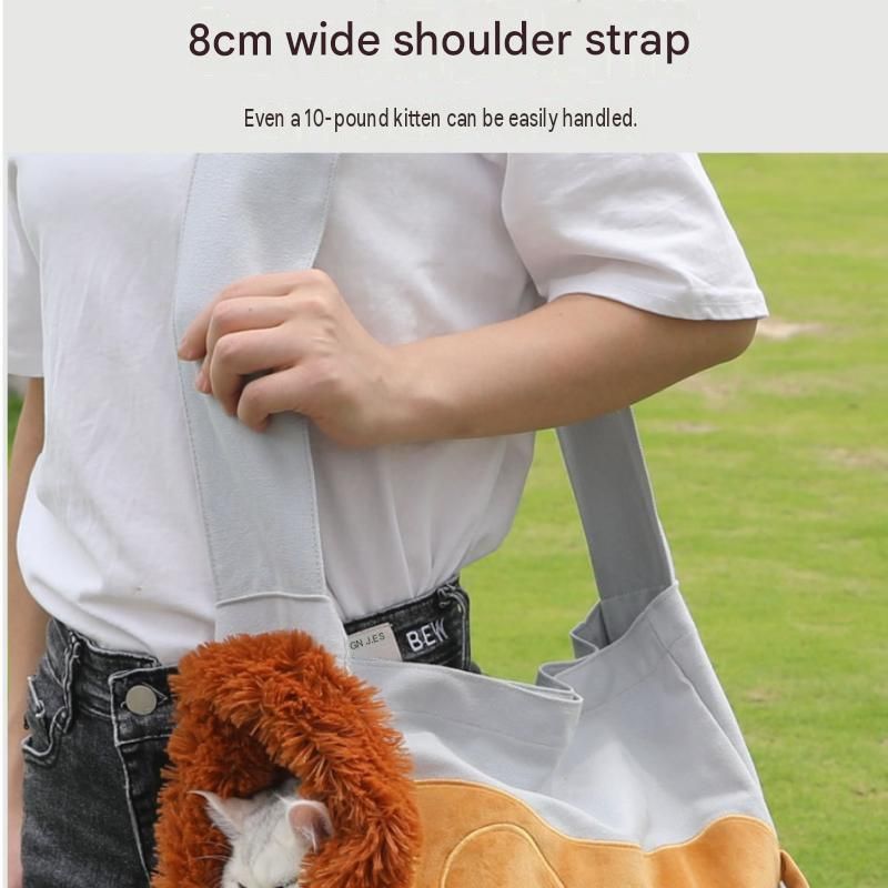 Lion Style Canvas Pet Carrier Grey Bagï¼ˆbig size 45*12.5*29cmï¼‰ - Adjustable Head Opening, Breathable Mesh, 8cm Wide Shoulder Strap, PE Support Base, Portable Crossbody Sling for Cats and Dogs, Travel Friendly Design