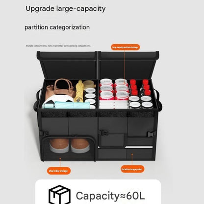 White Car Boot Organiser - Foldable Waterproof Large Capacity Trunk Storage Box, Space Saving Vehicle Cargo Storage for Groceries, Tools and Travel Essentials